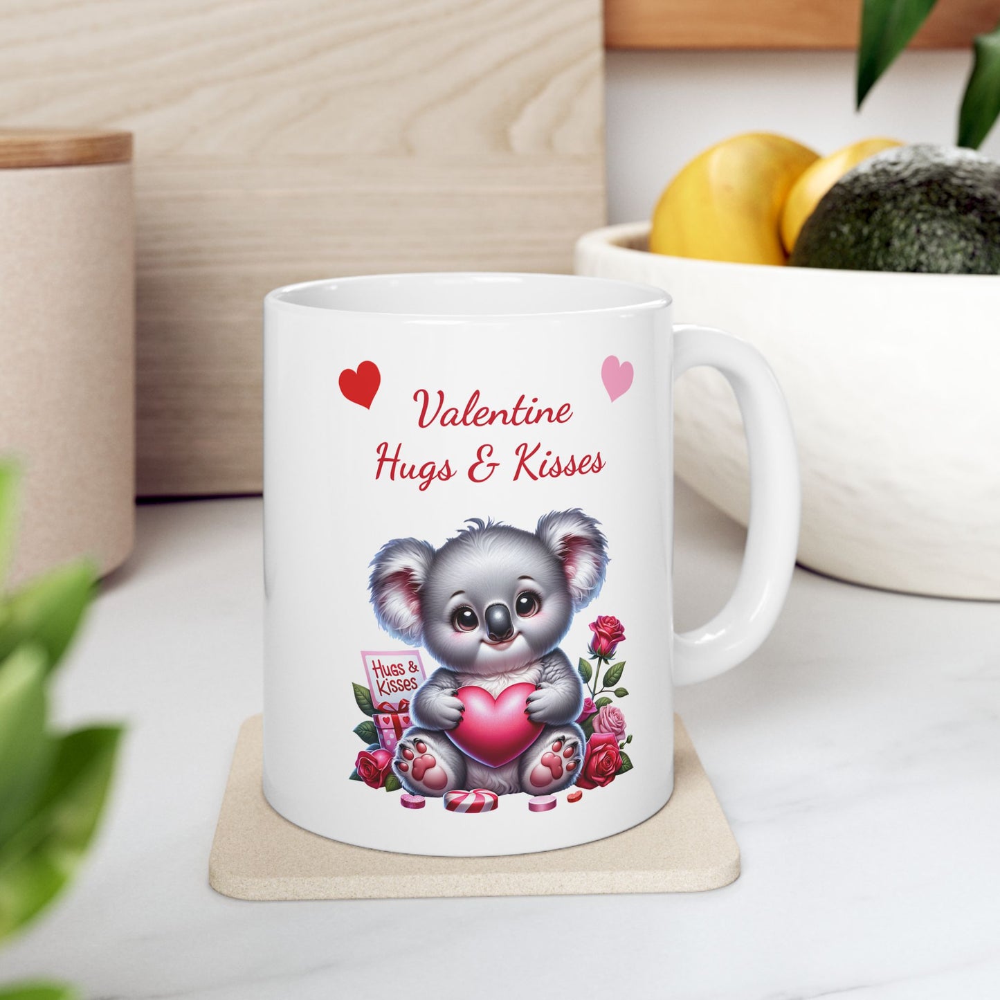 Adorable Koala "Valentine Hugs & Kisses" Coffee Mug