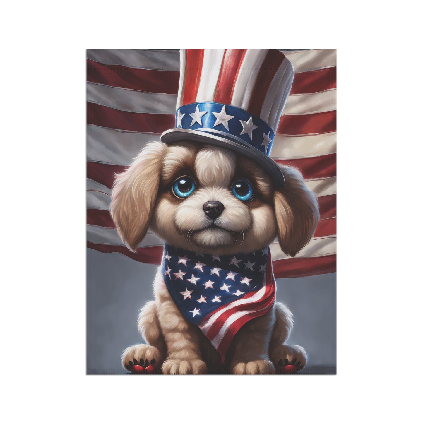 Cute Puppy Patriotic Garden Flag/House Banner