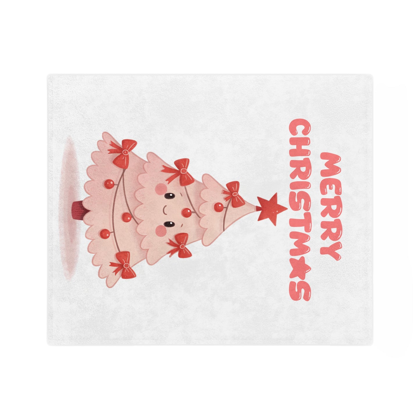 Cute Pink Christmas Tree Velveteen Blanket Throw