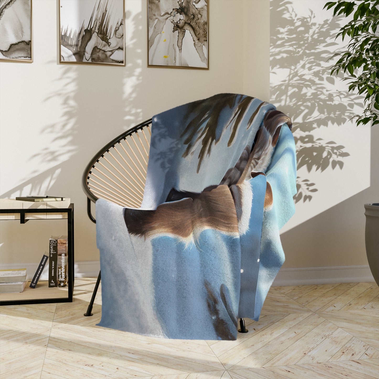 Cozy Velveteen Winter Throw with a Cute Reindeer