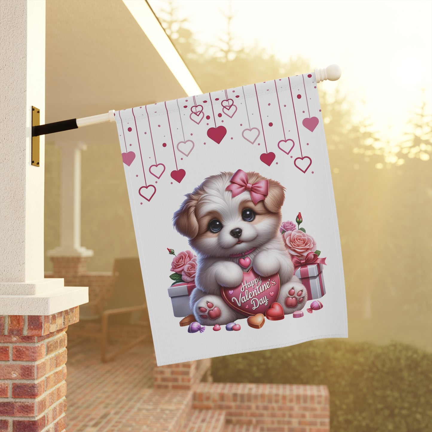 Cute Puppy Valentine’s Day Garden Flag