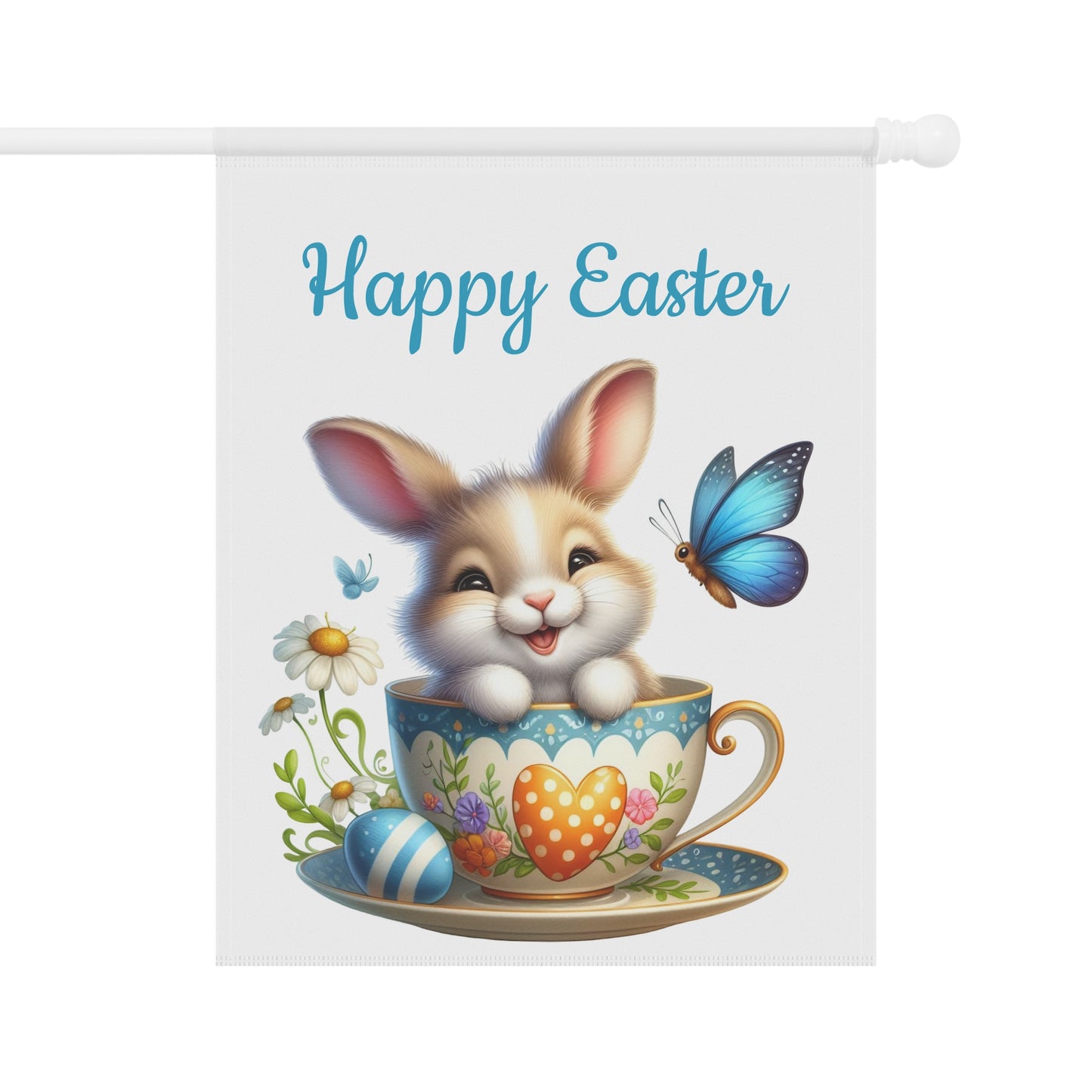 Adorable Easter Bunny in Teacup Garden Flag
