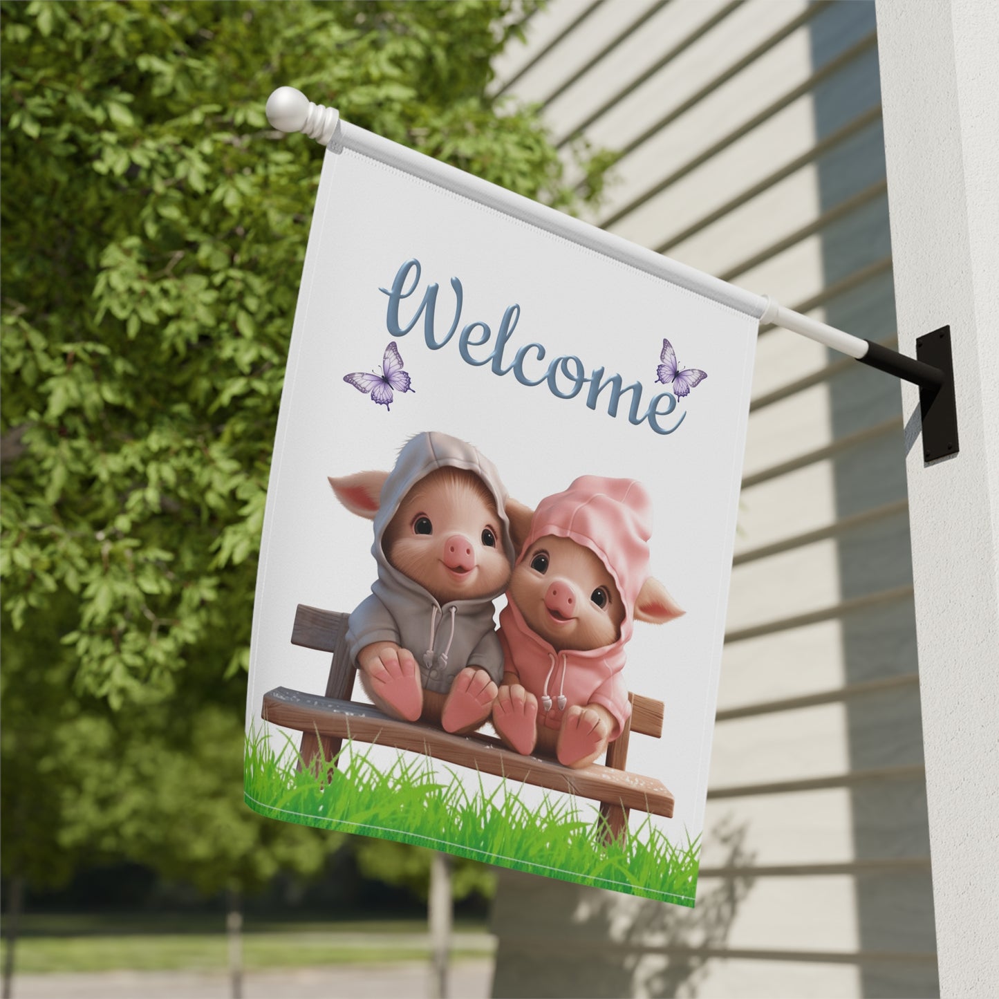 Sweet Little Piglets Welcome Garden Flag