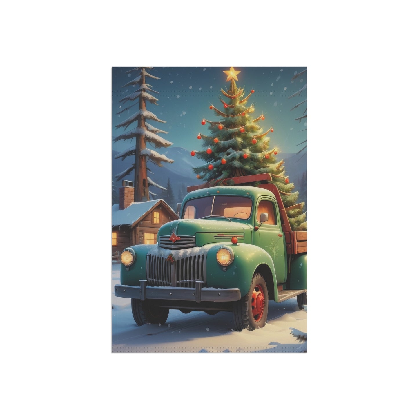 Vintage Christmas Tree Truck Garden Flag
