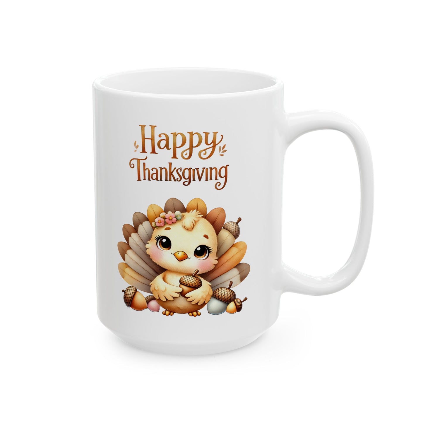 Happy Thanksgiving Coffee Mug with a Cute Turkey Design