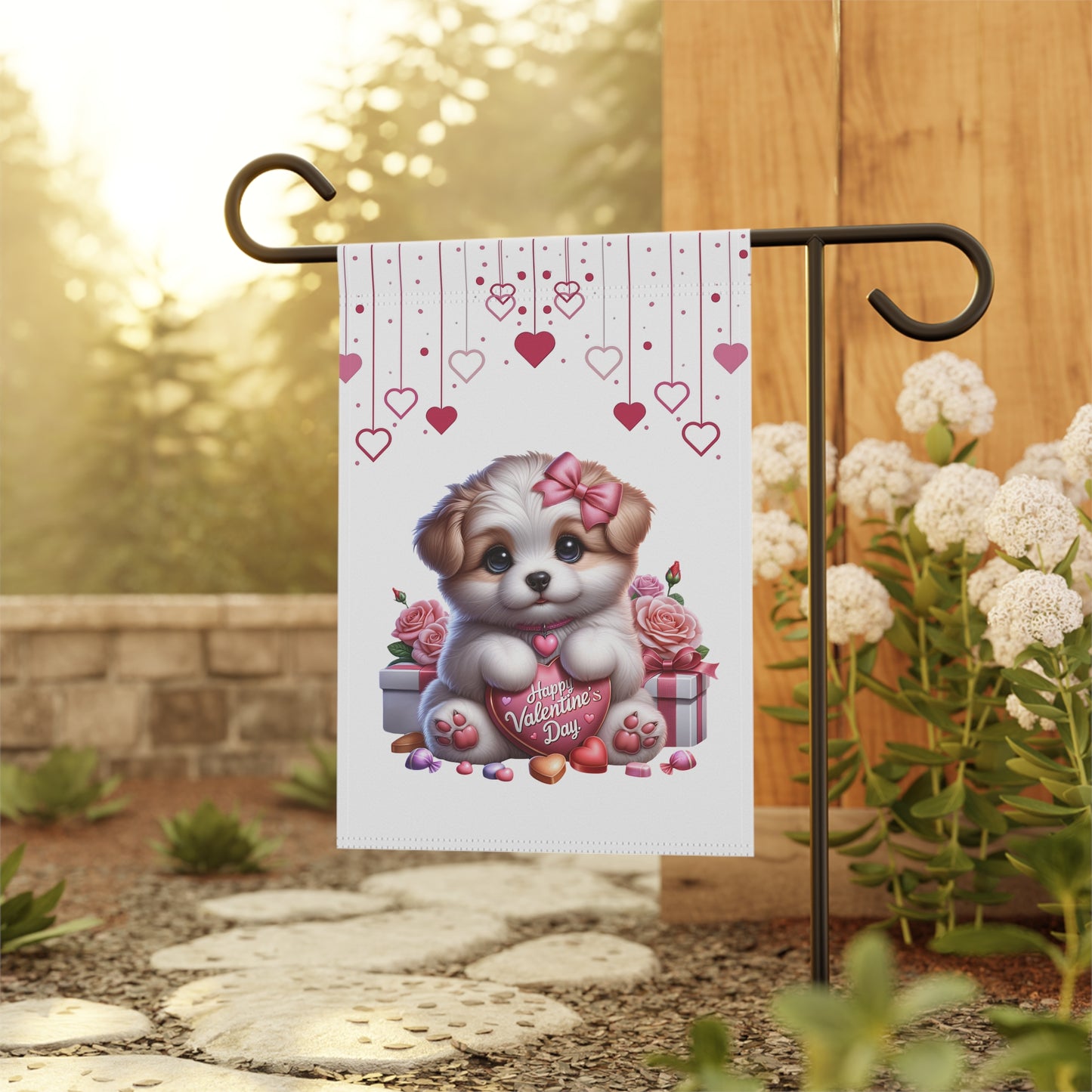 Cute Puppy Valentine’s Day Garden Flag