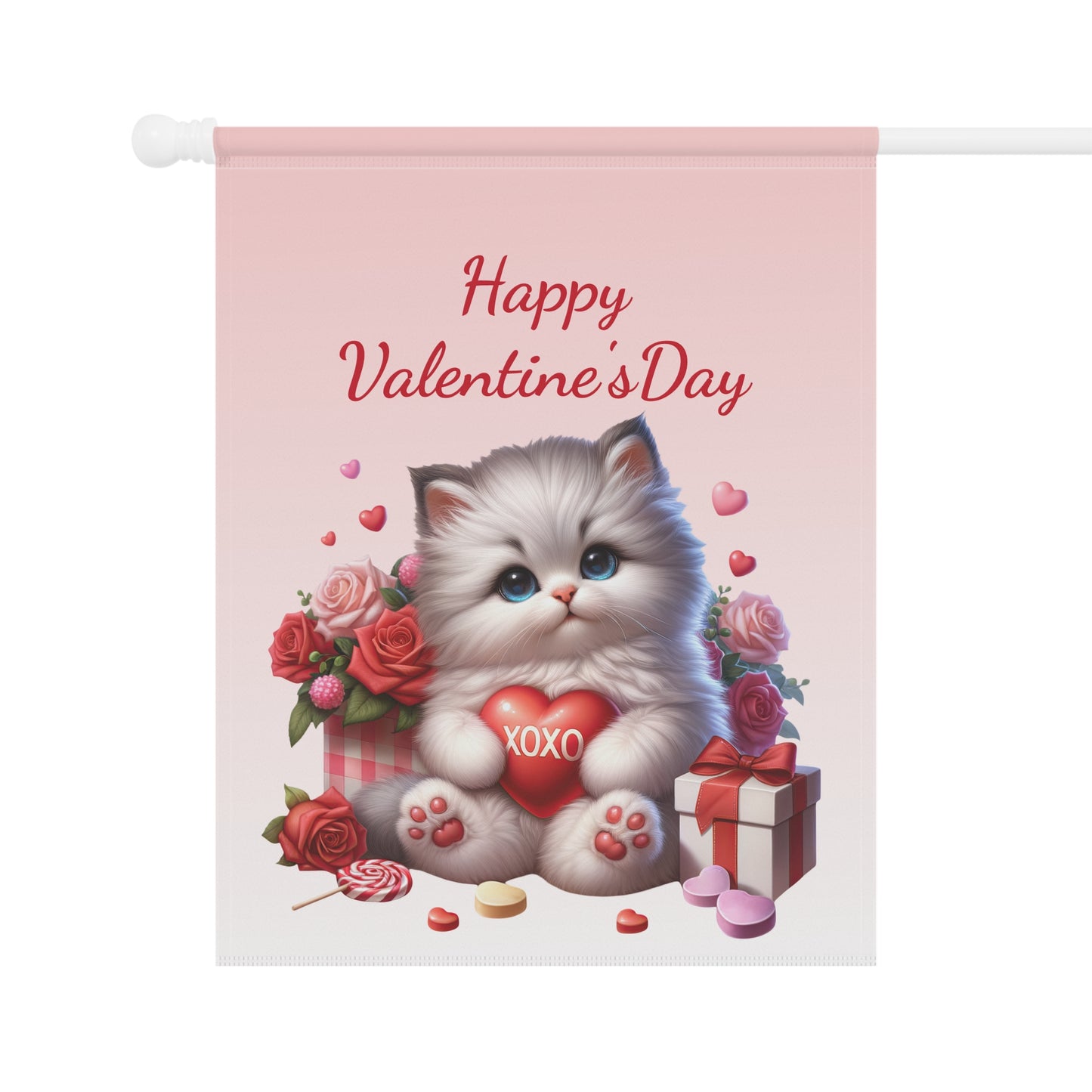 Valentine Kitten Garden Flag