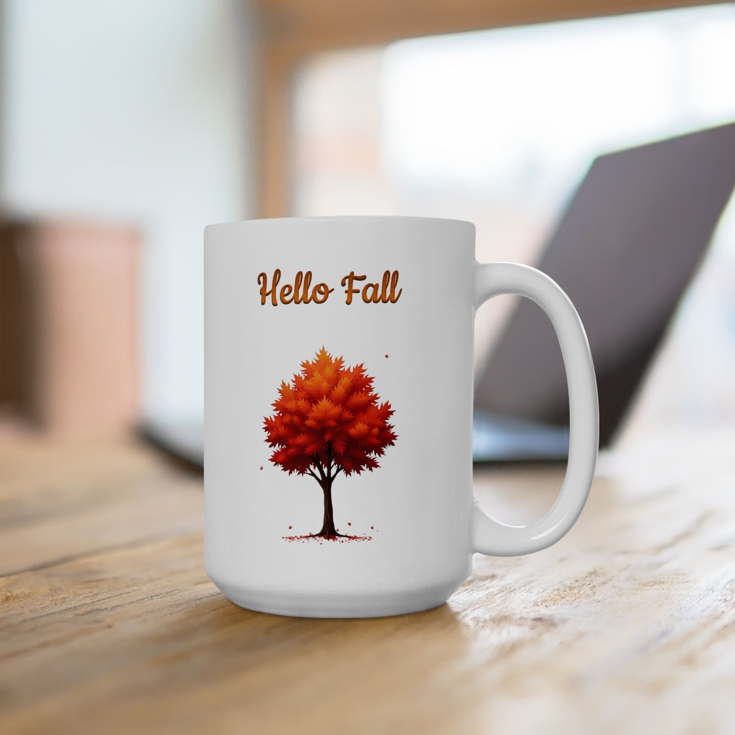 Hello Fall Red Autumn Tree Coffee Mug