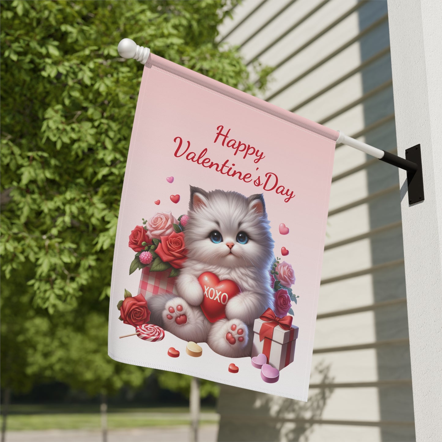 Valentine Kitten Garden Flag