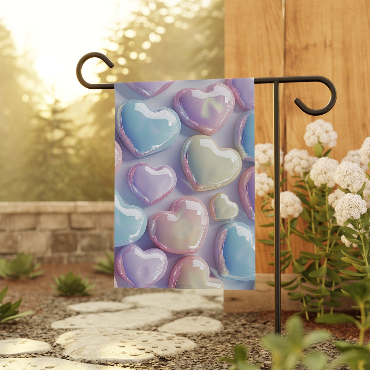 Pastel Hearts Garden Flag