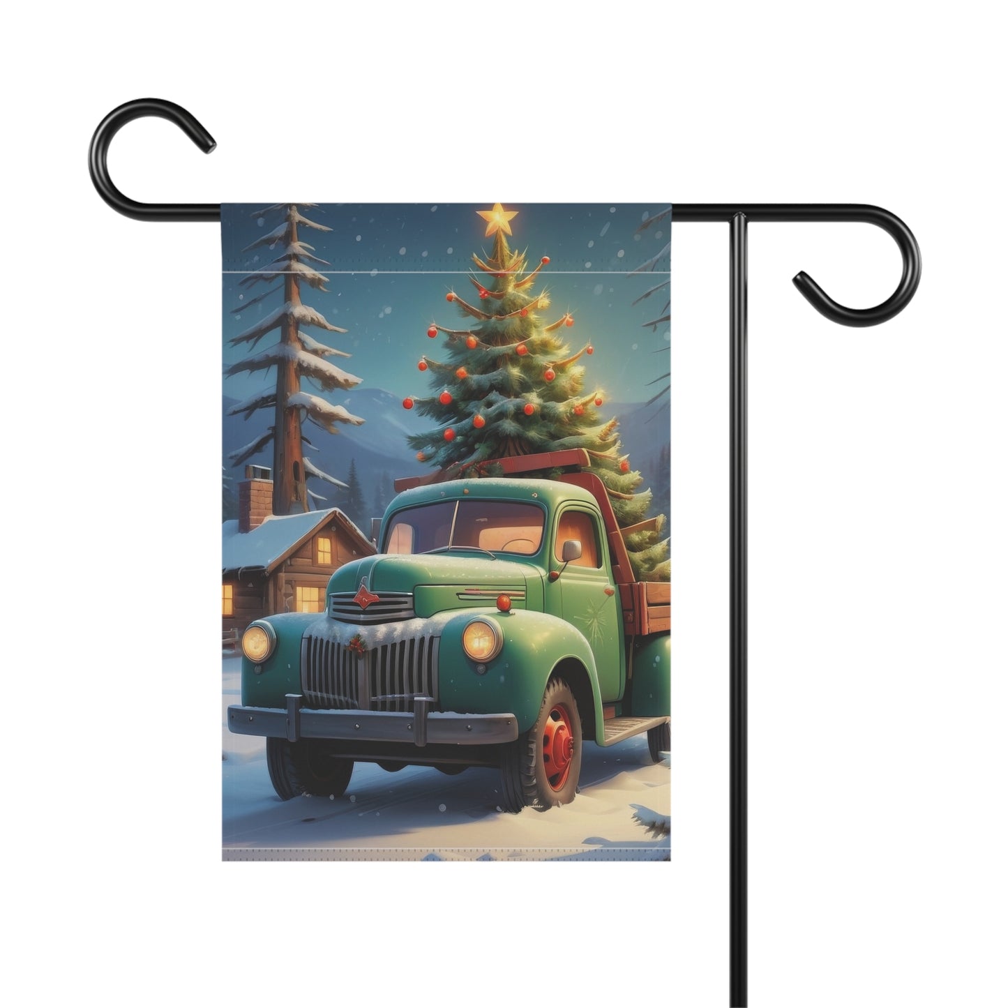 Vintage Christmas Tree Truck Garden Flag