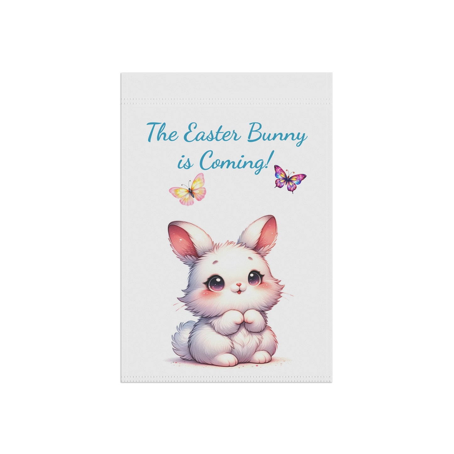 Adorable White Bunny Garden Flag