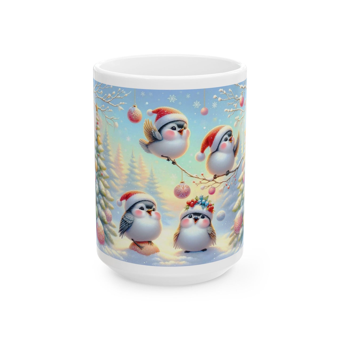 Adorable Christmas Birds Coffee Mug