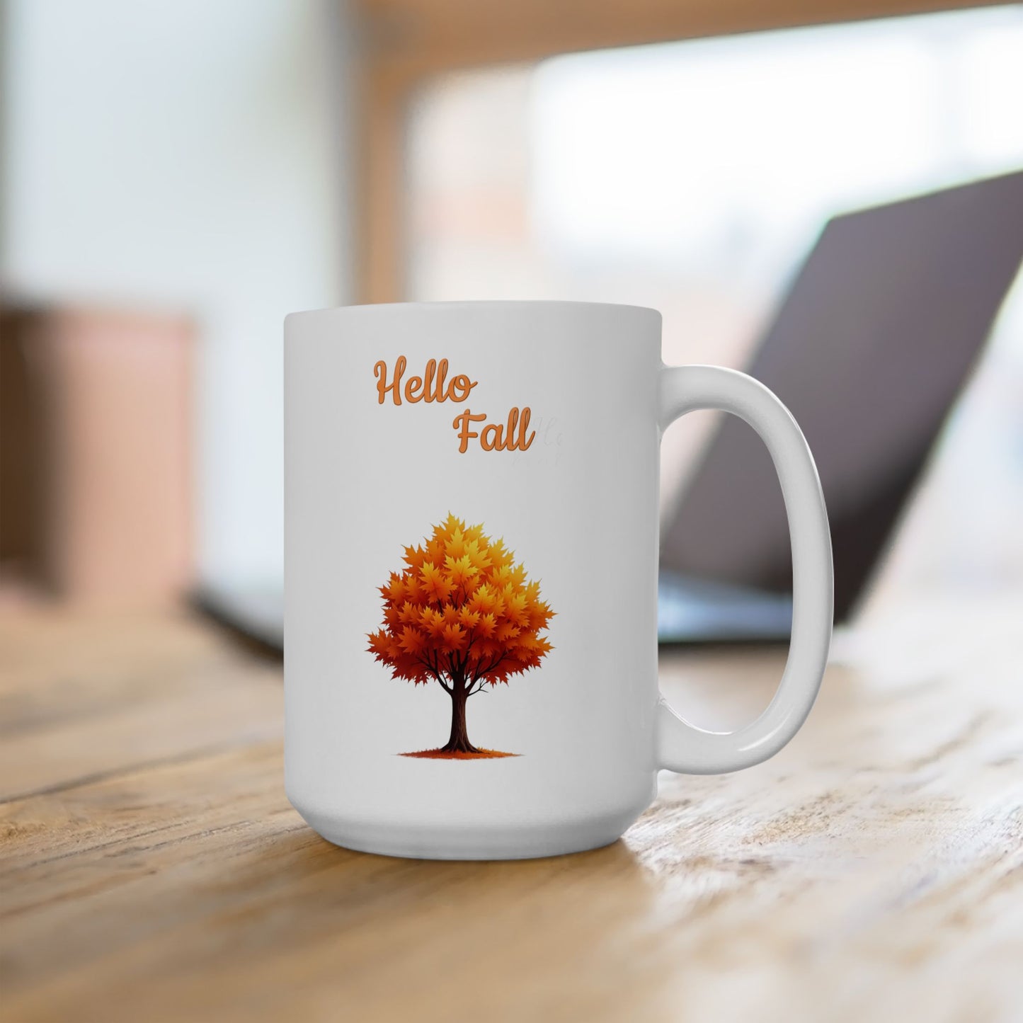 Hello Fall Golden Autumn Tree Coffee Mug