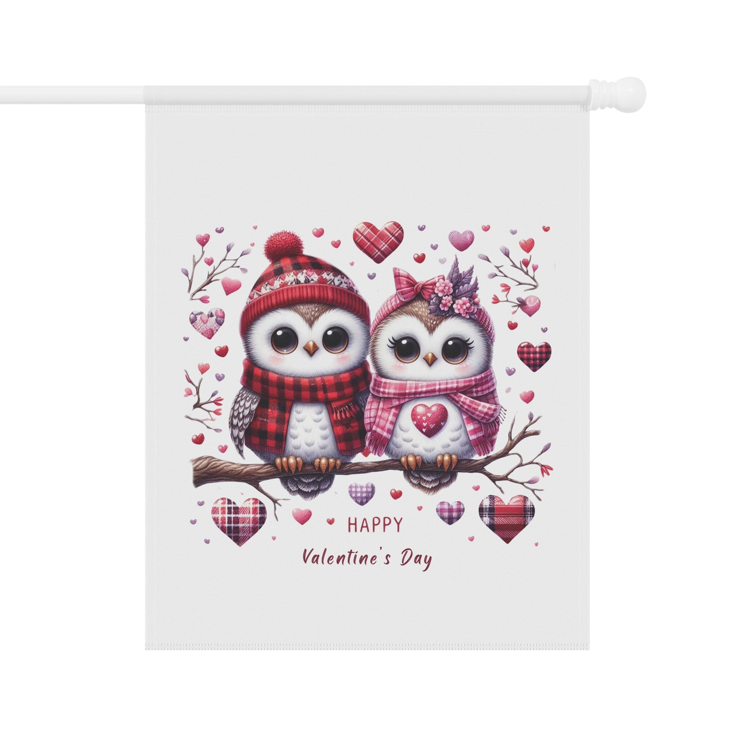 Cute Owl Valentine's Garden Flag