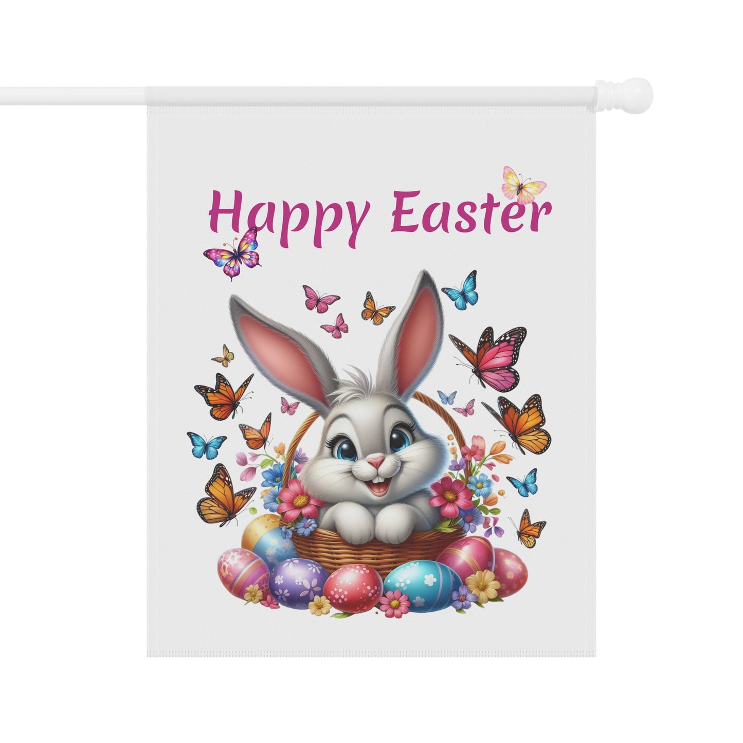 Bunny in Basket Easter Garden Flag