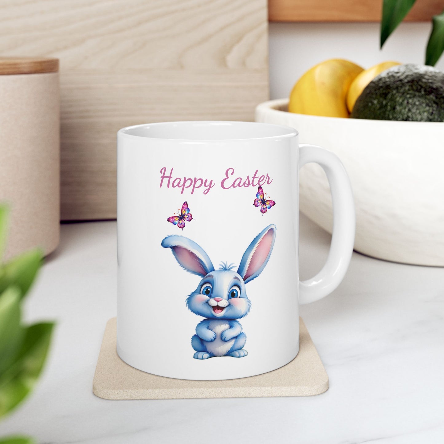 Adorable Blue Bunny Ceramic Coffee Cup