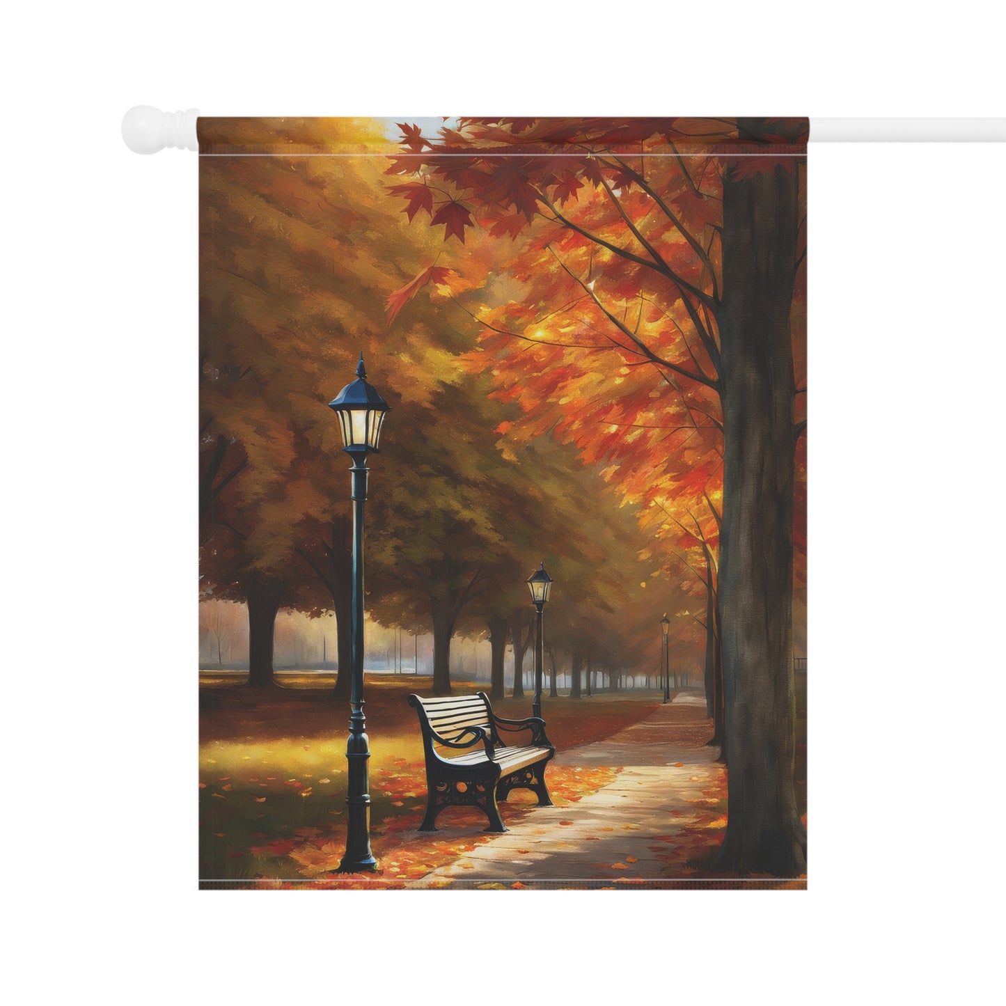 Vibrant Autumn Park Lane Garden Flag
