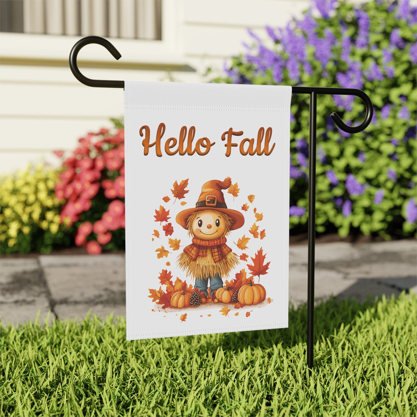 Hello Fall Scarecrow Garden Flag