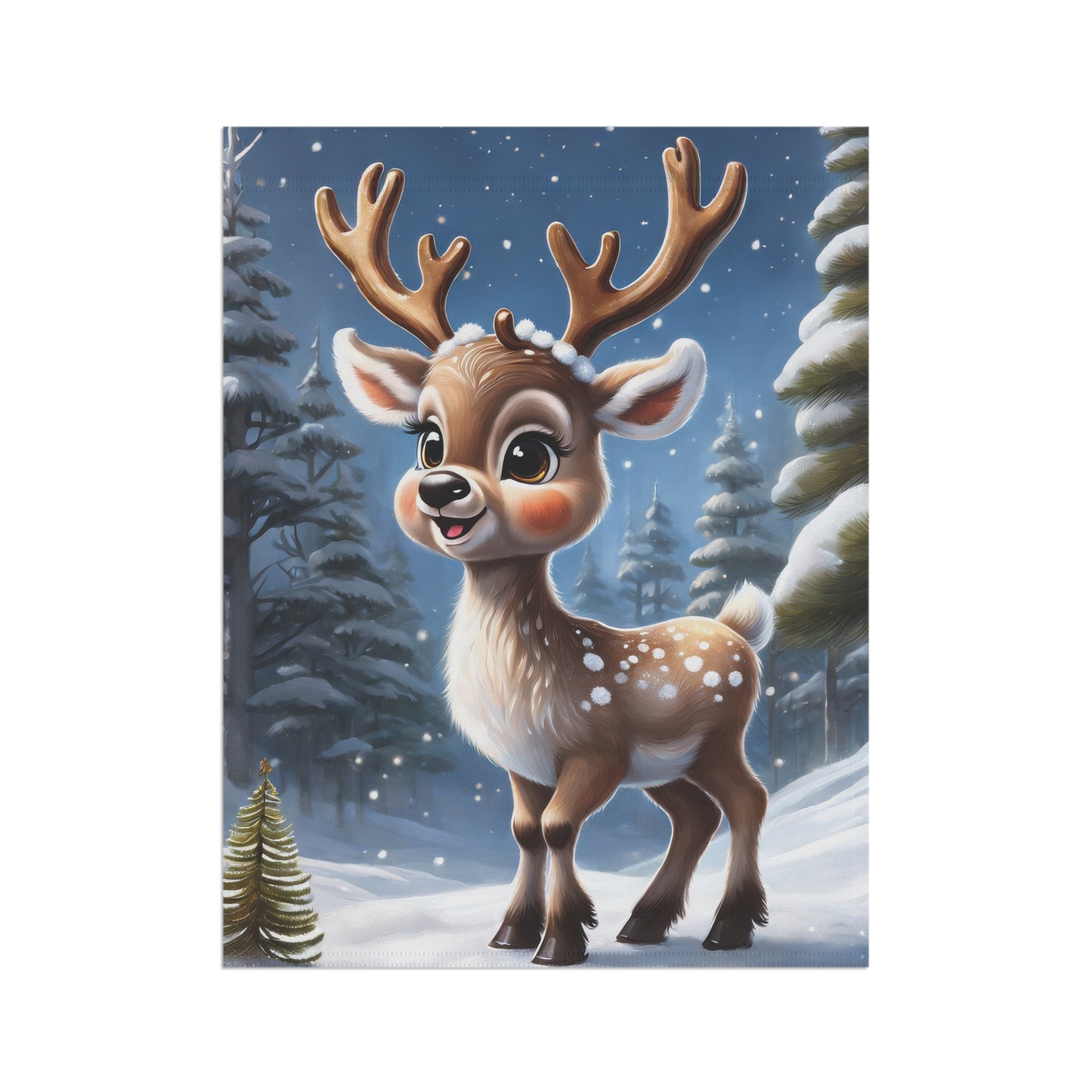 Adorable Young Reindeer Garden Flag