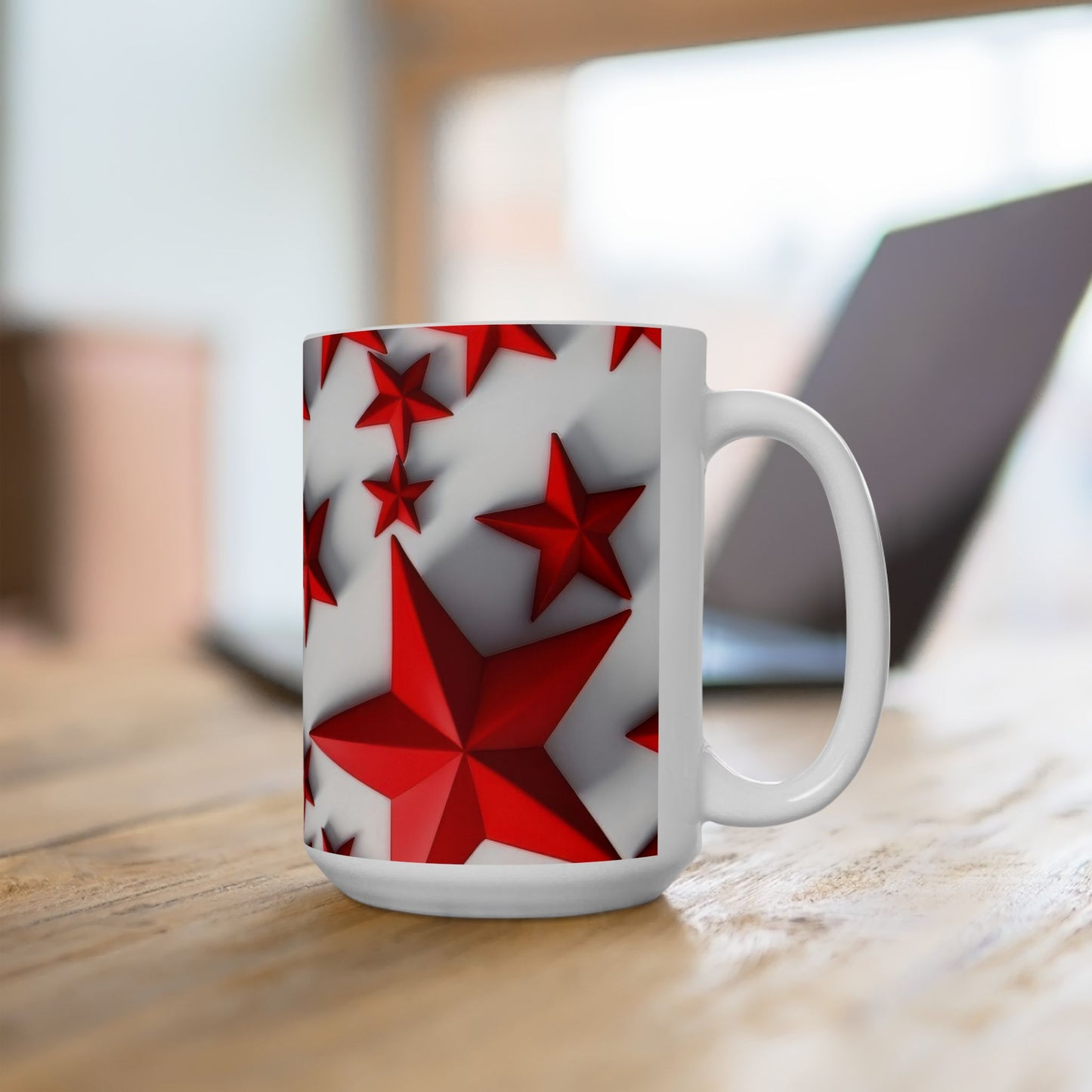 Bold Red 3D Stars Coffee Mug