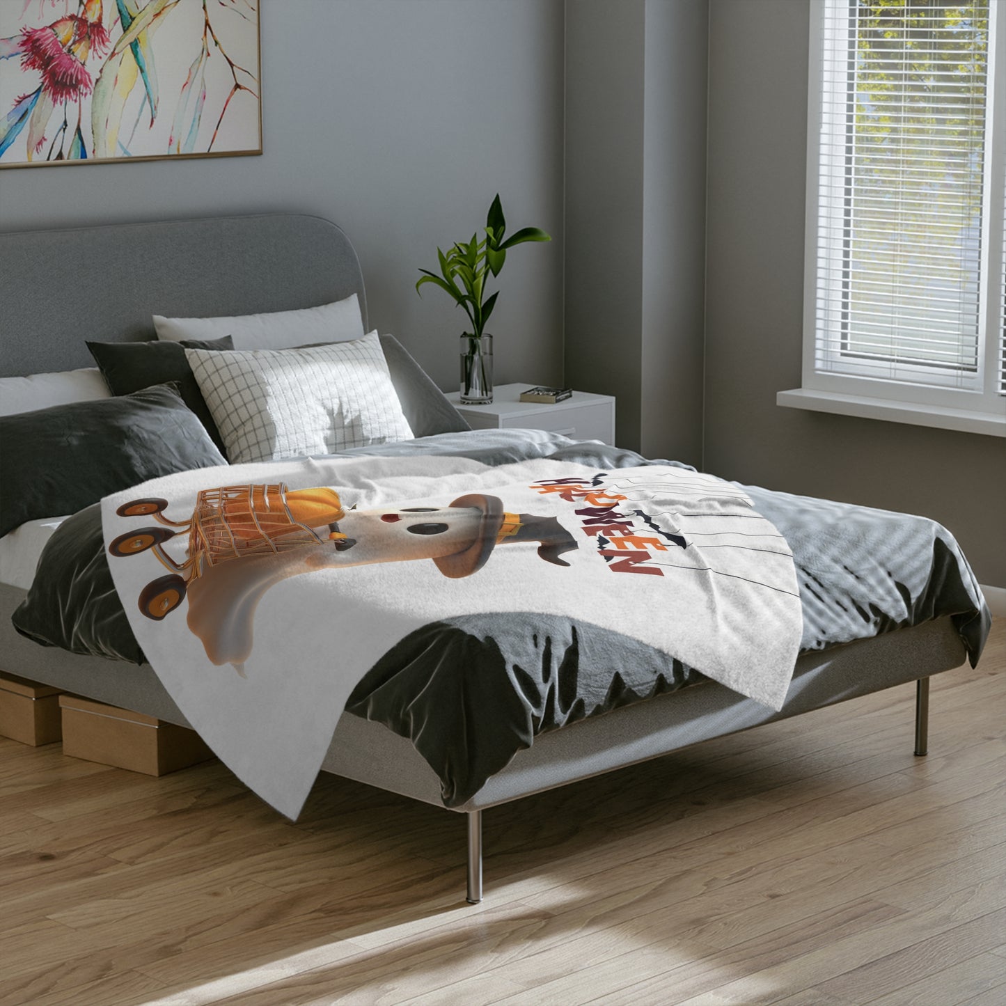 Cute Shopping Ghost Halloween Blanket