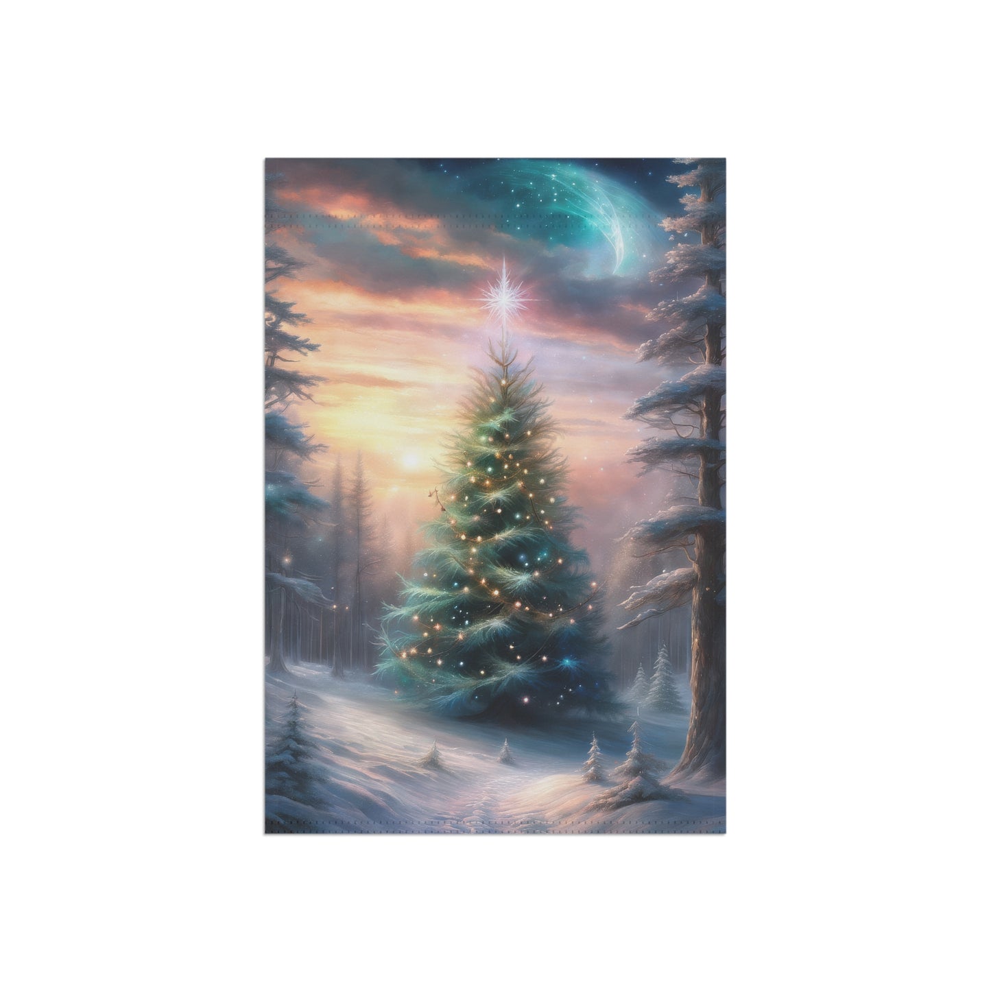 Majestic Wintery Woods Scene Holiday Garden Flag/ House Banner