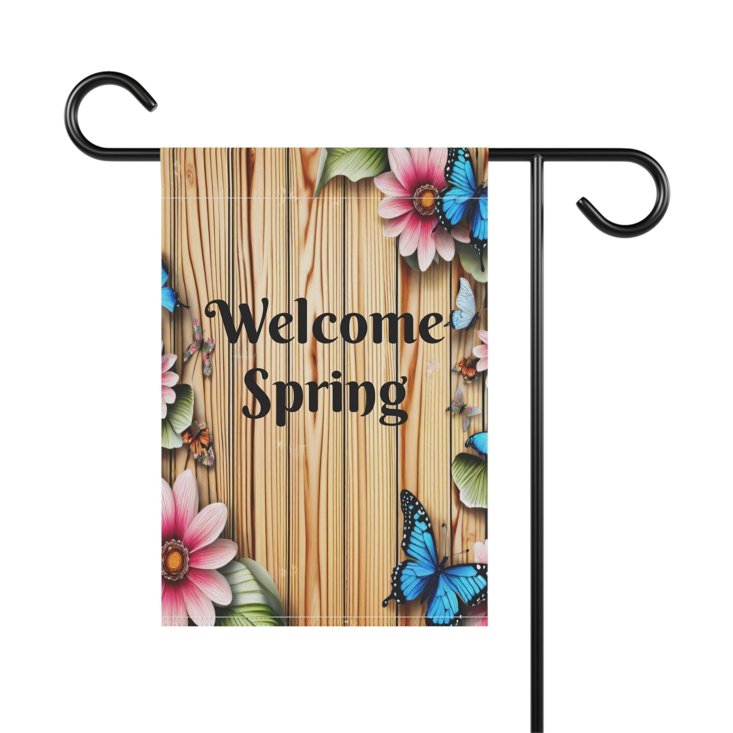Rustic Wood Welcome Spring Garden Flag