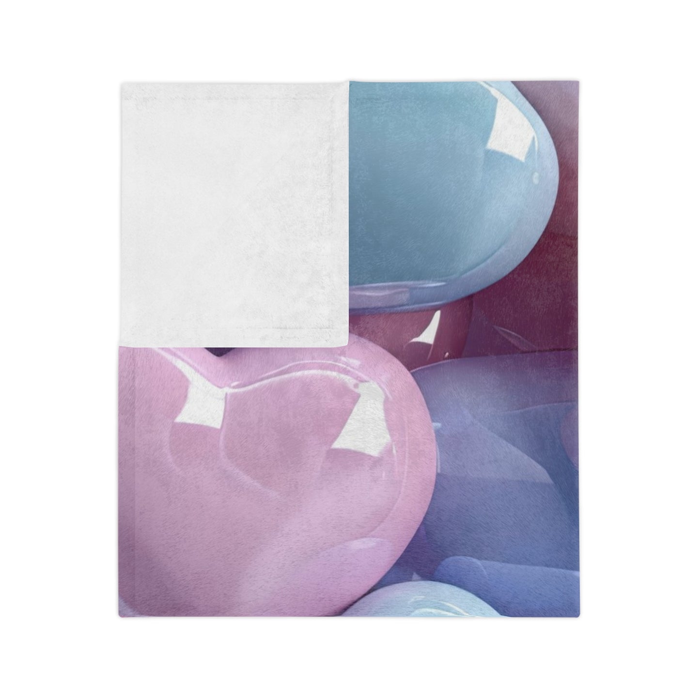 Soft Pastel Puffy Hearts Velveteen Blanket