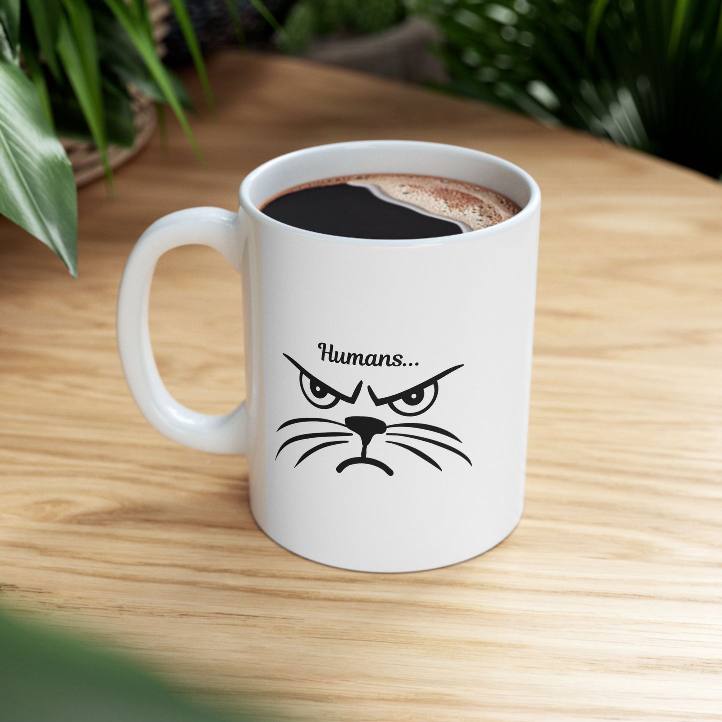 "Humans..." Sarcastic Grumpy Cat Coffee Mug