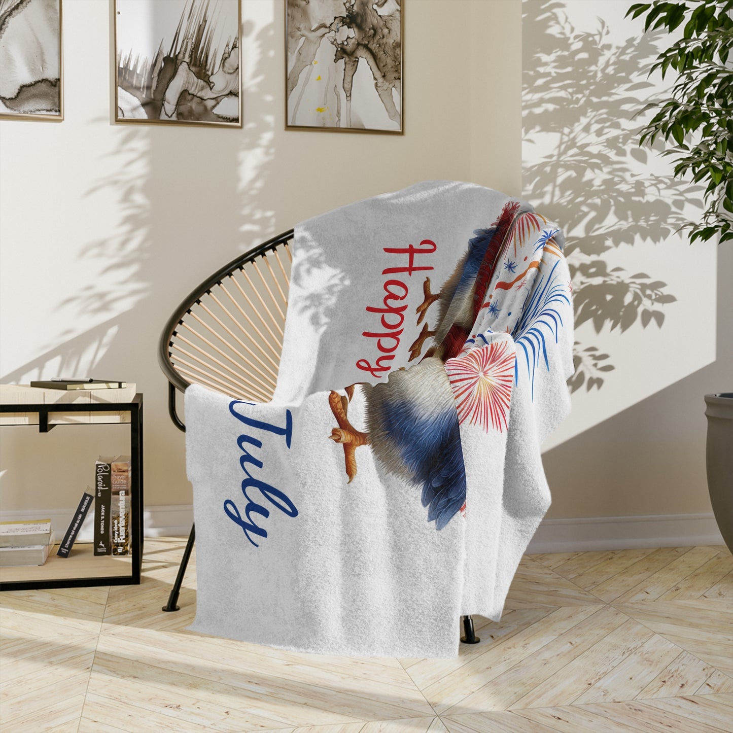 Happy 4th of July Birds Velveteen Plush Blanket