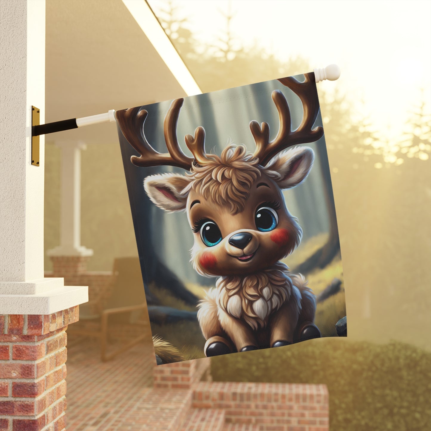 Adorable Woodland Reindeer Garden Flag