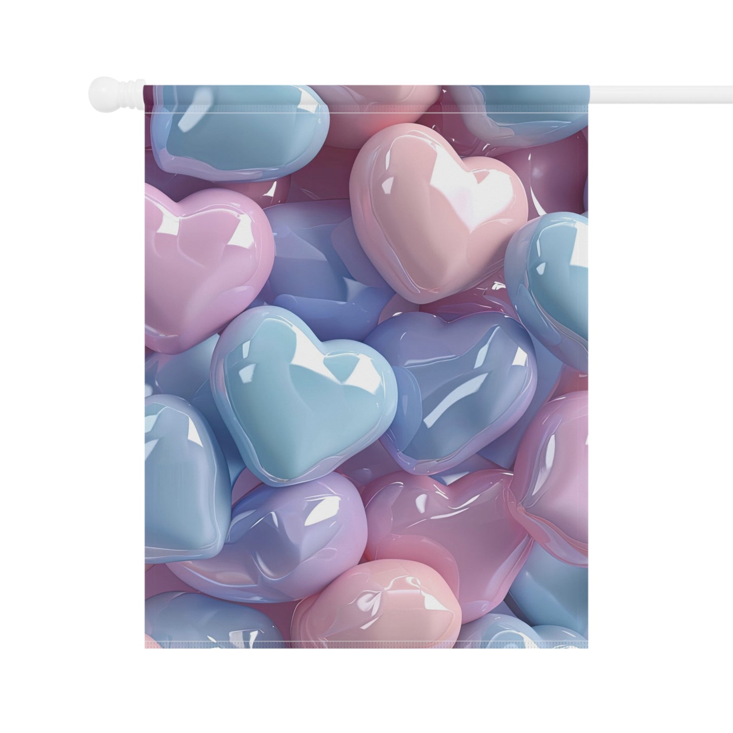 Shiny Colorful Pastel Hearts Garden Flag