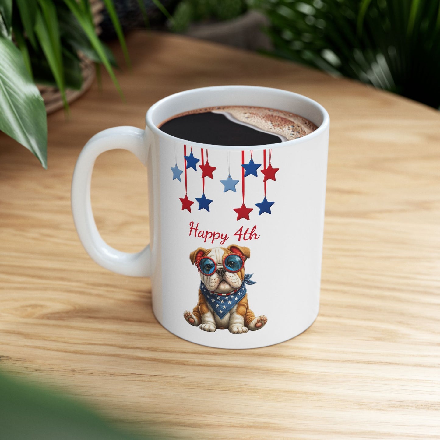 Festive USA Bulldog Ceramic Mug