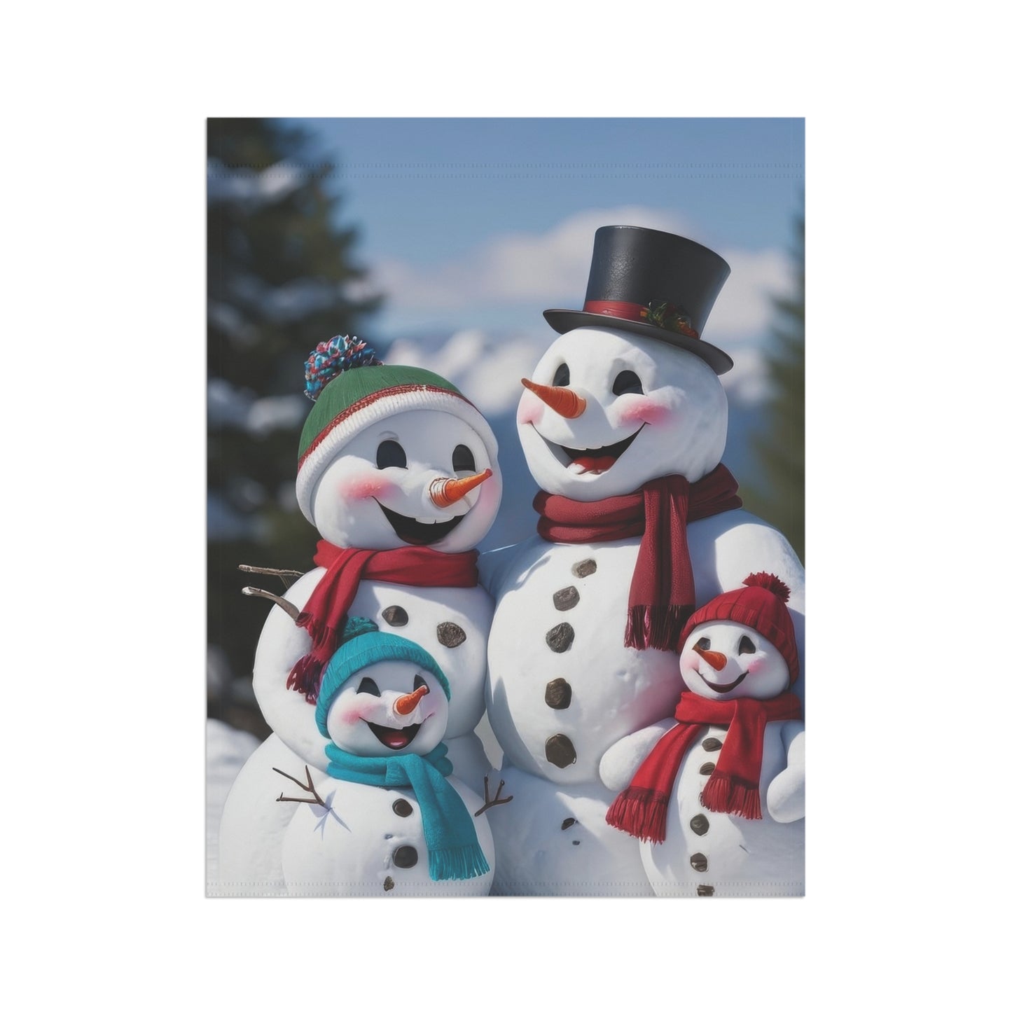 Happy Snowman Family Garden Flag/ Banner