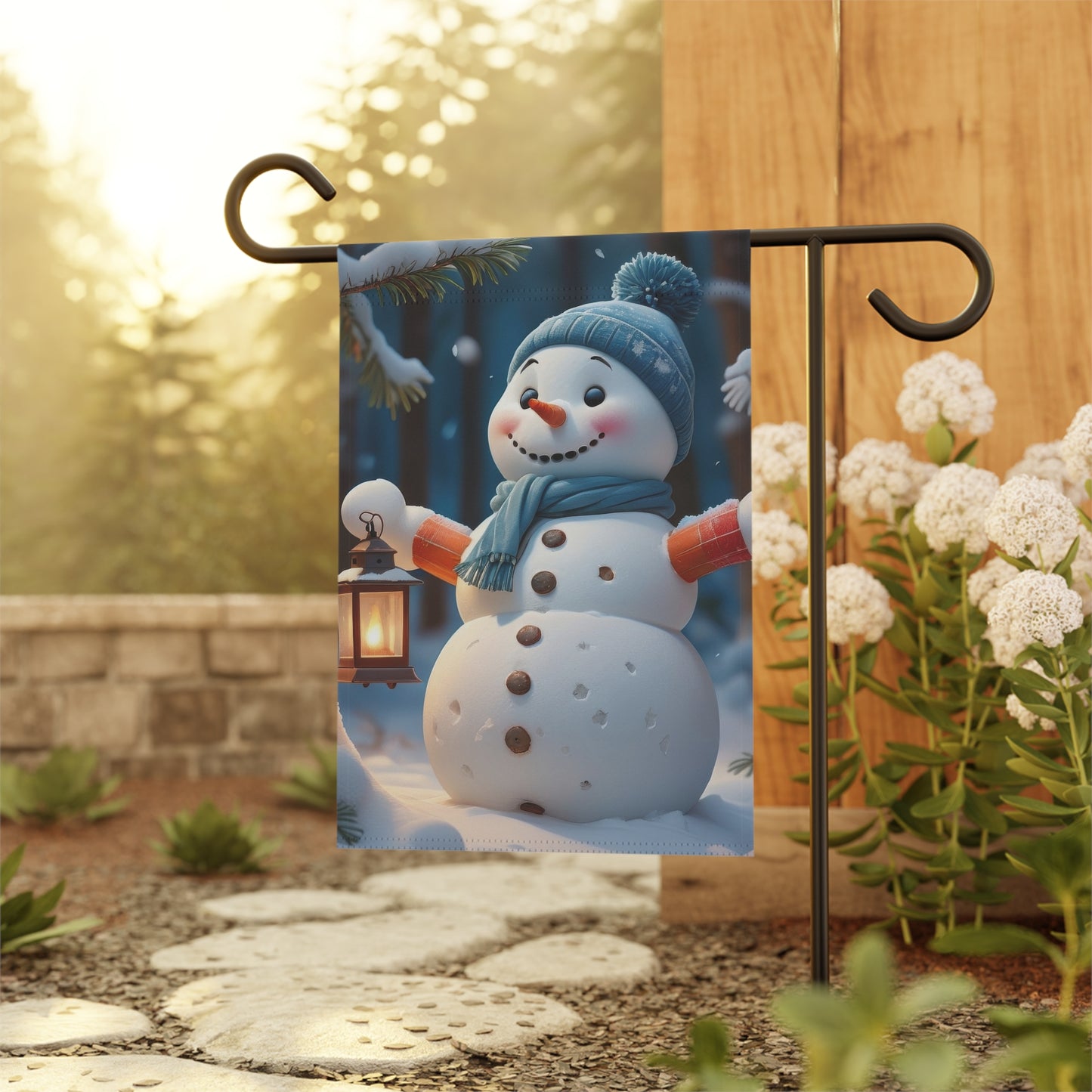 Happy Snowman Garden Flag