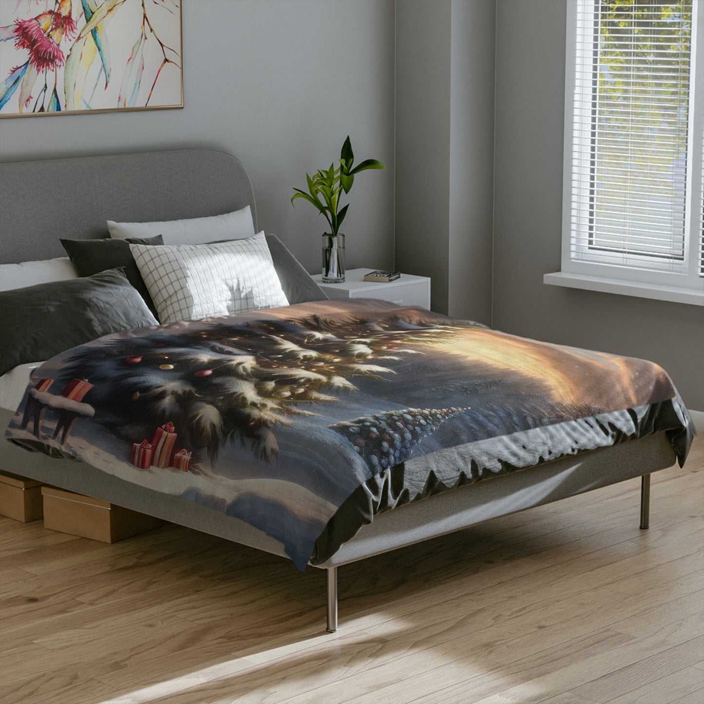 Elegant Christmas Tree Velveteen Plush Blanket