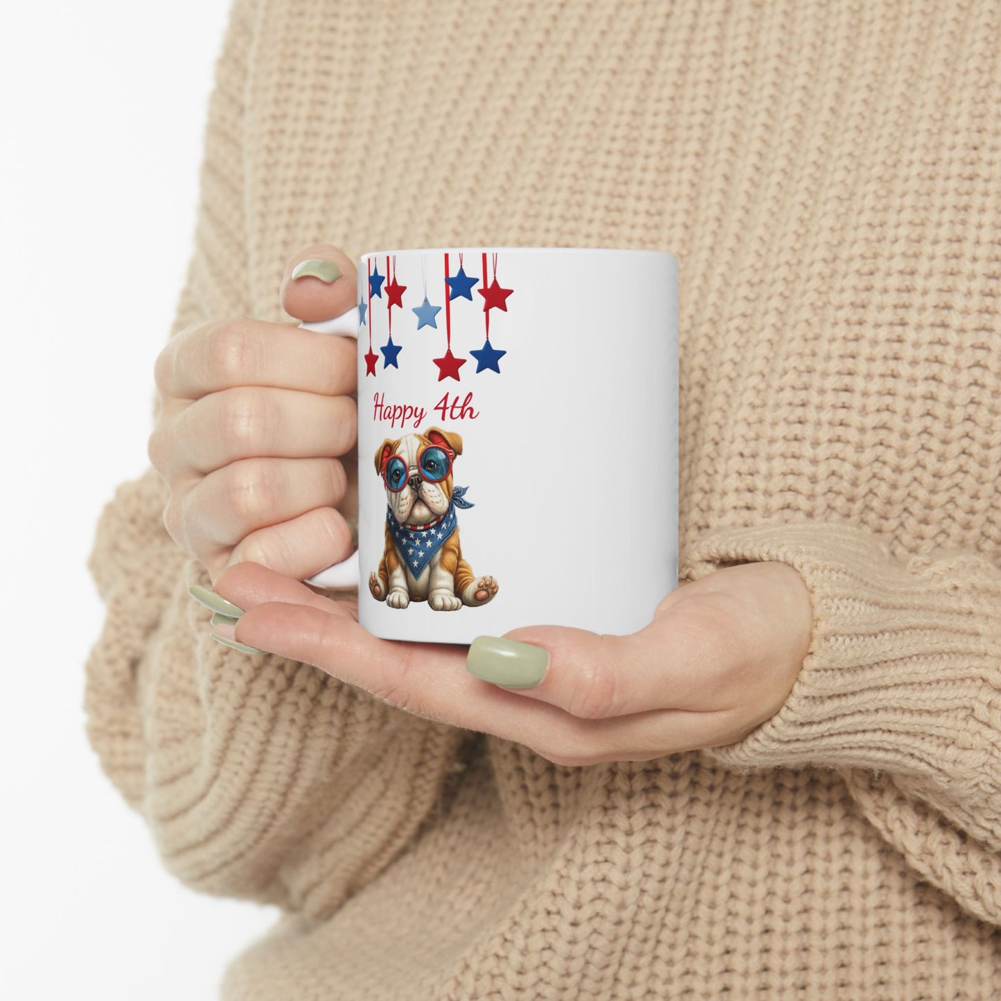 Festive USA Bulldog Ceramic Mug