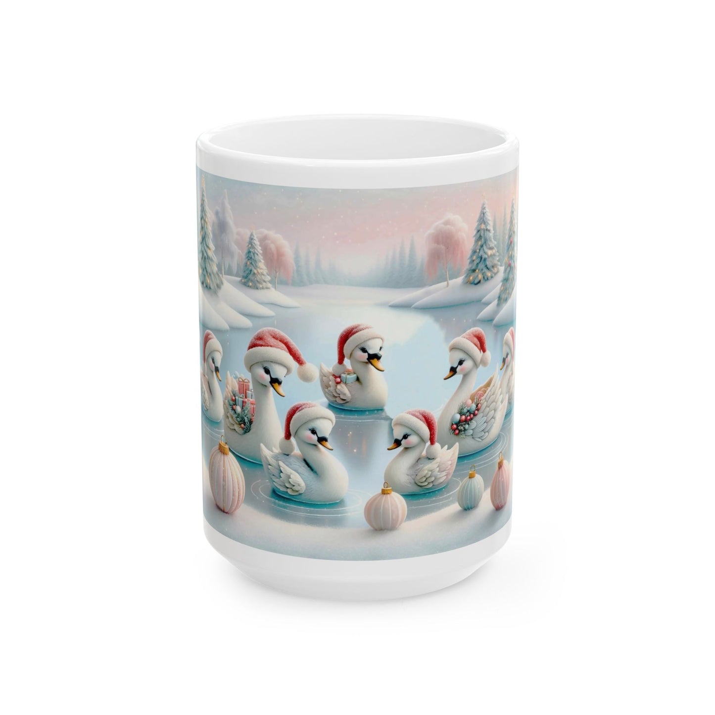 Whimsical Christmas Swans Coffee Mug