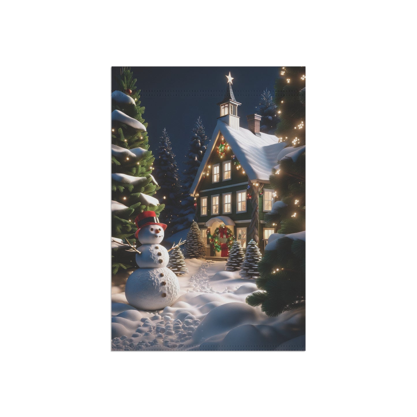 Cute Snowman Holiday Garden Flag/ House Banner