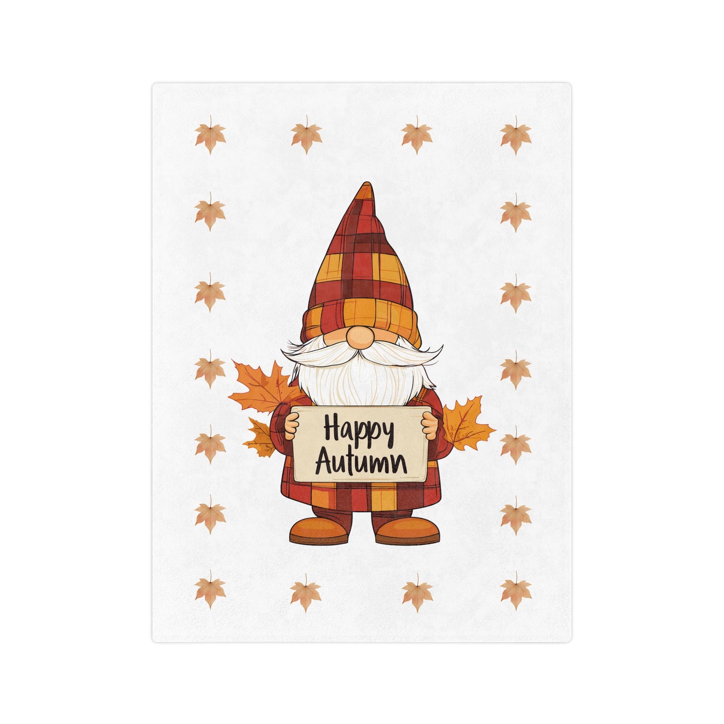Happy Autumn Gnome Velveteen Blanket