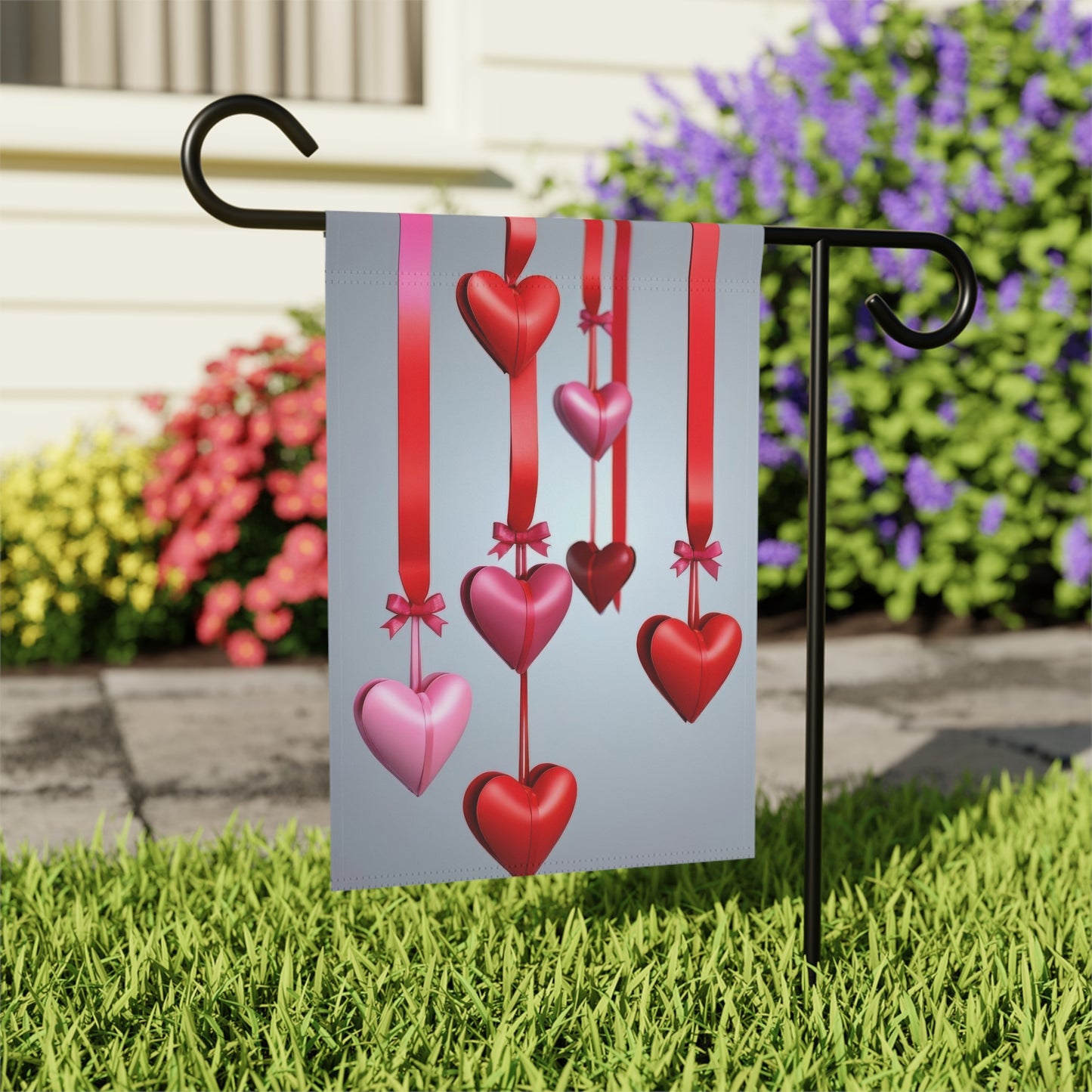 Hanging Hearts Valentine Garden Flag