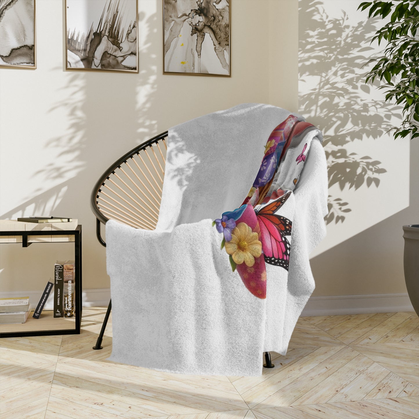 Cheerful Easter Bunny Basket Velveteen Blanket