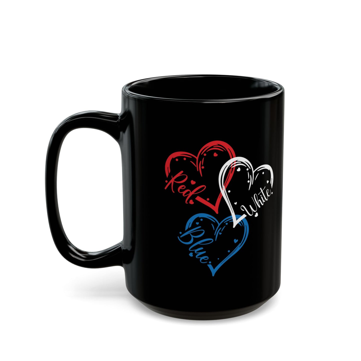 Patriotic Mug Coffee Mug With Red, White, and Blue Hearts