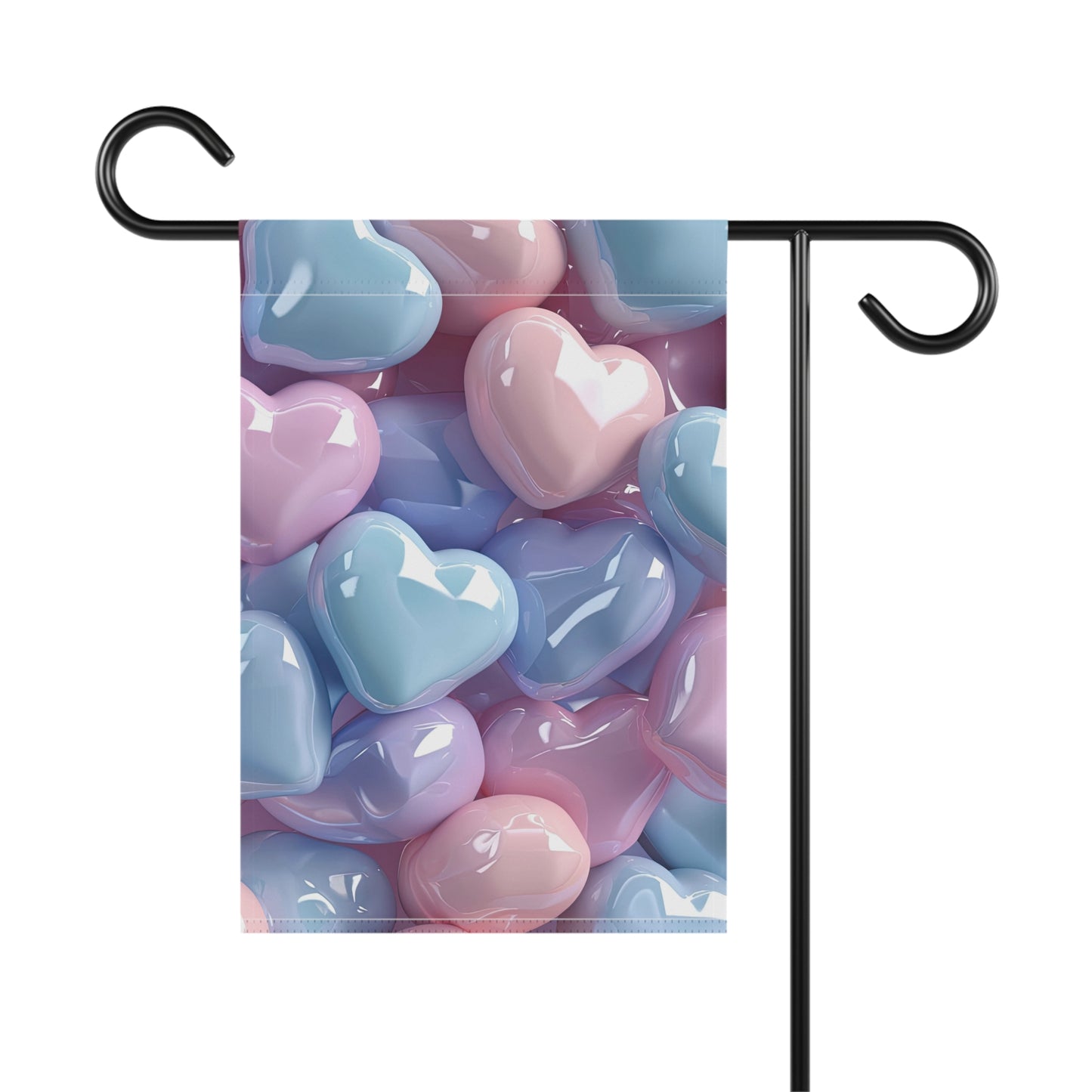 Shiny Colorful Pastel Hearts Garden Flag