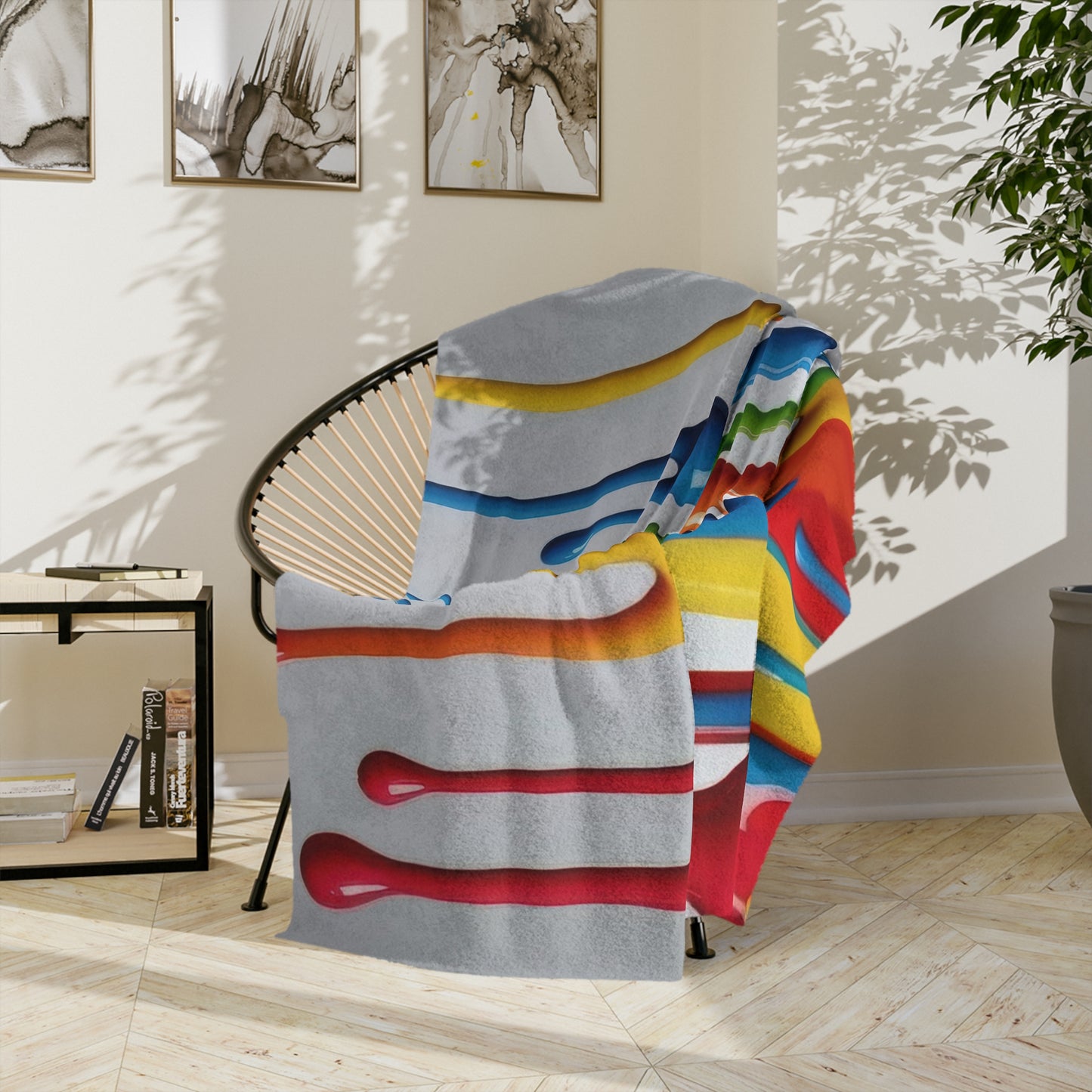 Vibrant Paint Drip Velveteen Blanket