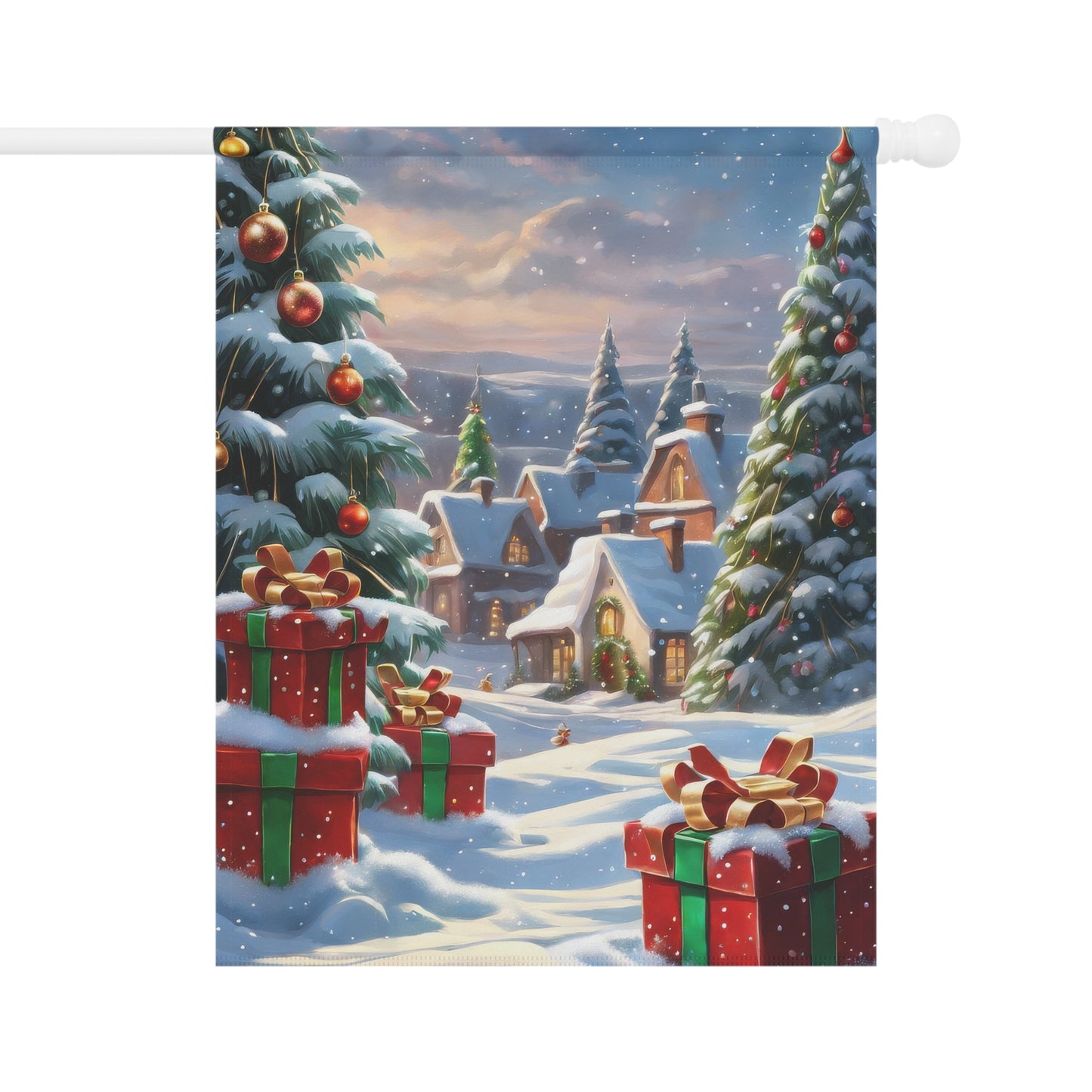 Magical Christmas Village & Presents Garden Flag