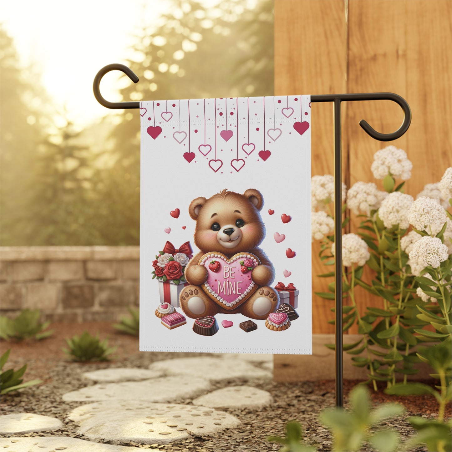 Valentine Teddy Bear Garden Flag