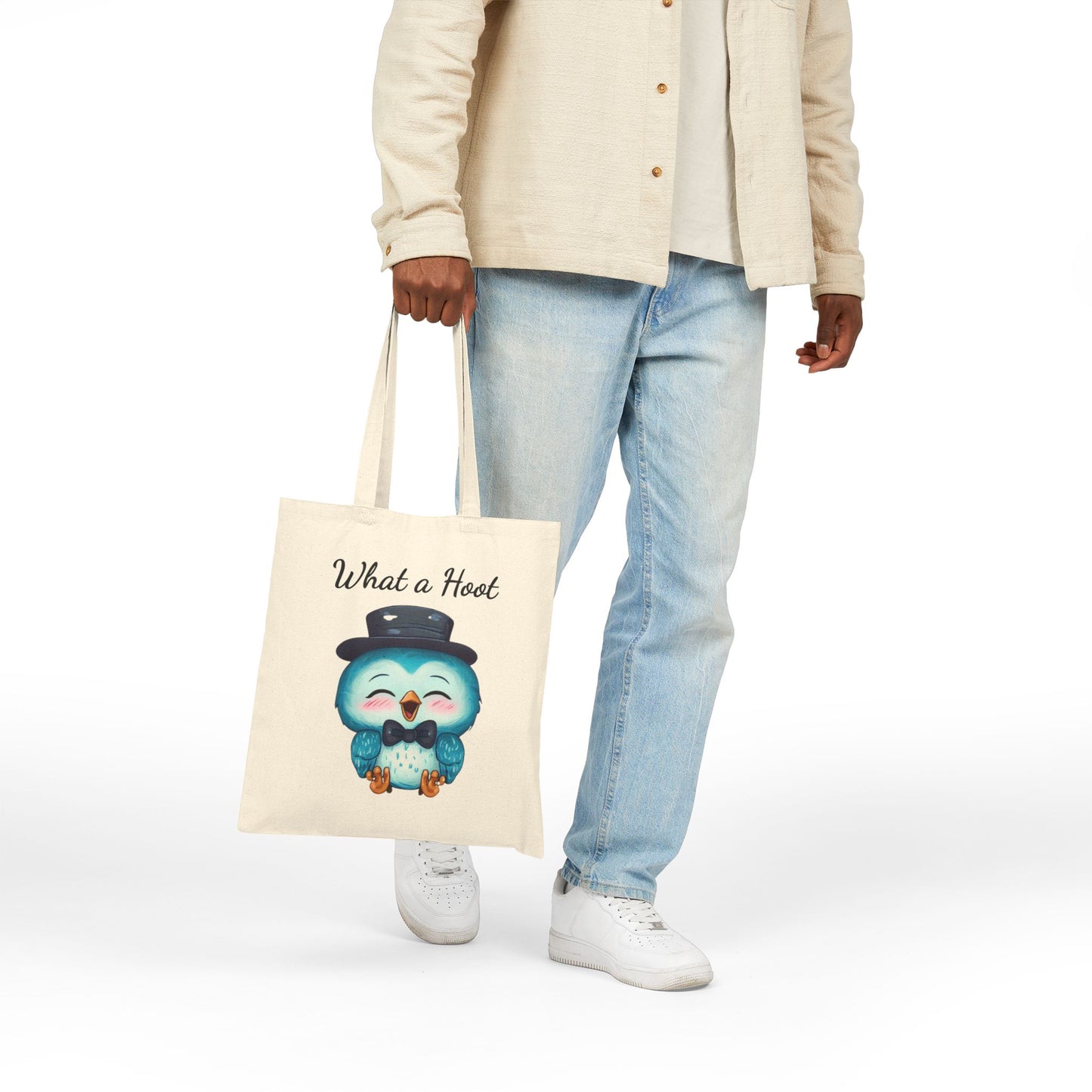 "What a Hoot" Owl Canvas Tote Bag with Top Hat