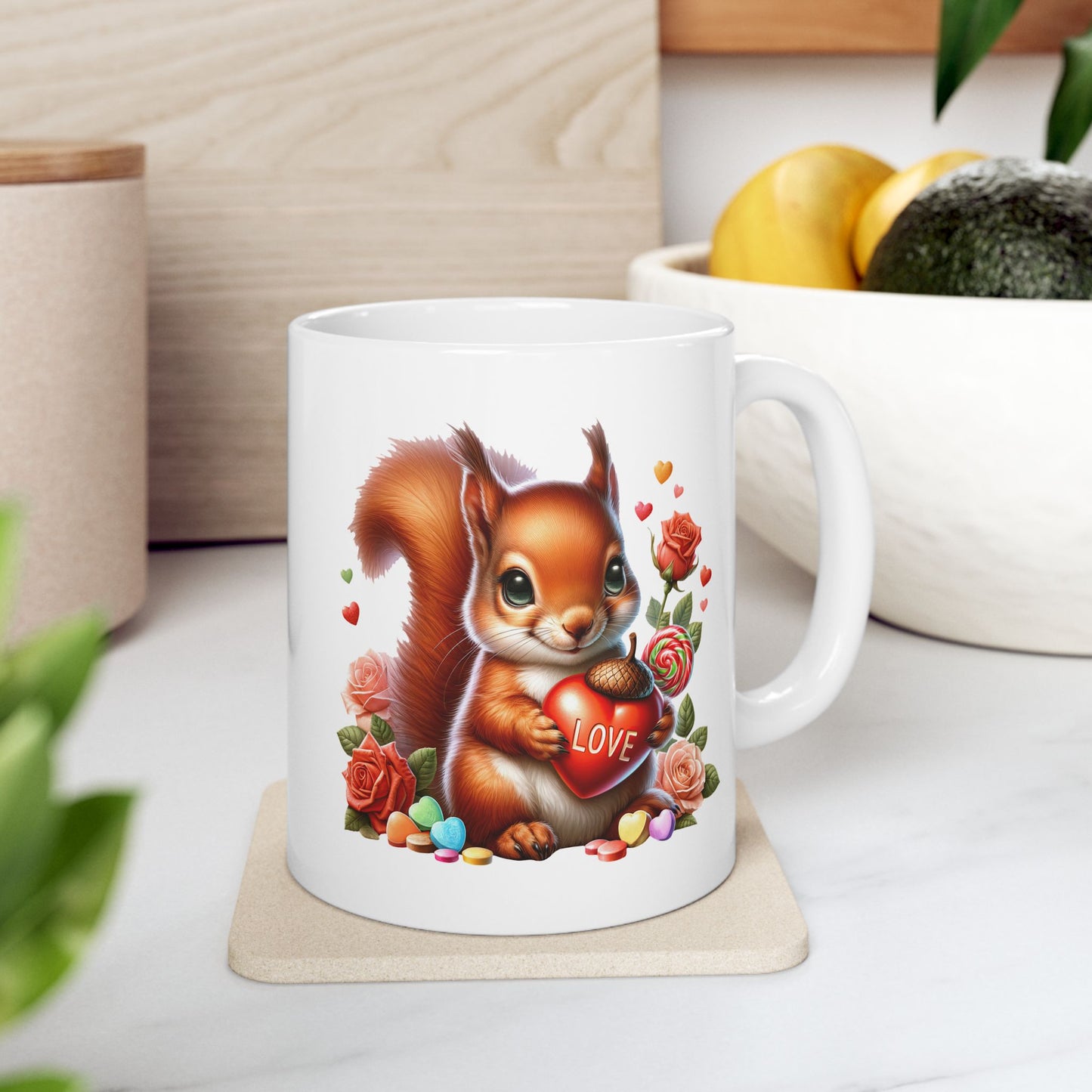 Adorable Squirrel "LOVE" Coffee Mug